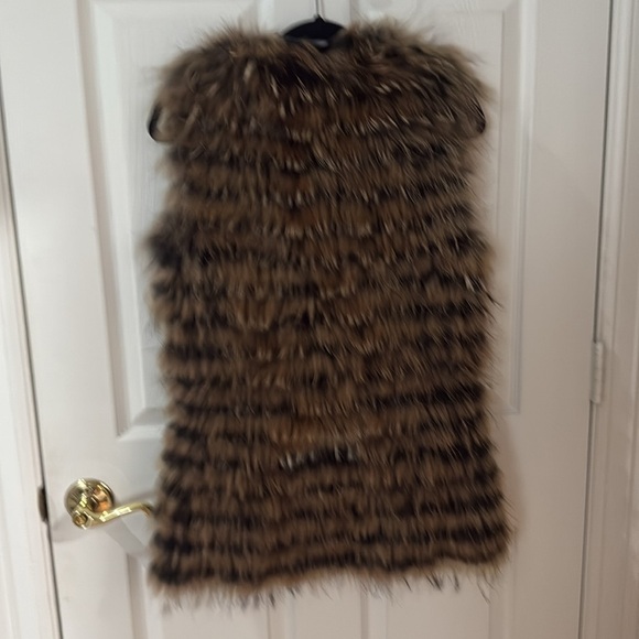 Women's rabbit Fur and leather Vest in Brown and Black Victoria stass small - Picture 4 of 4